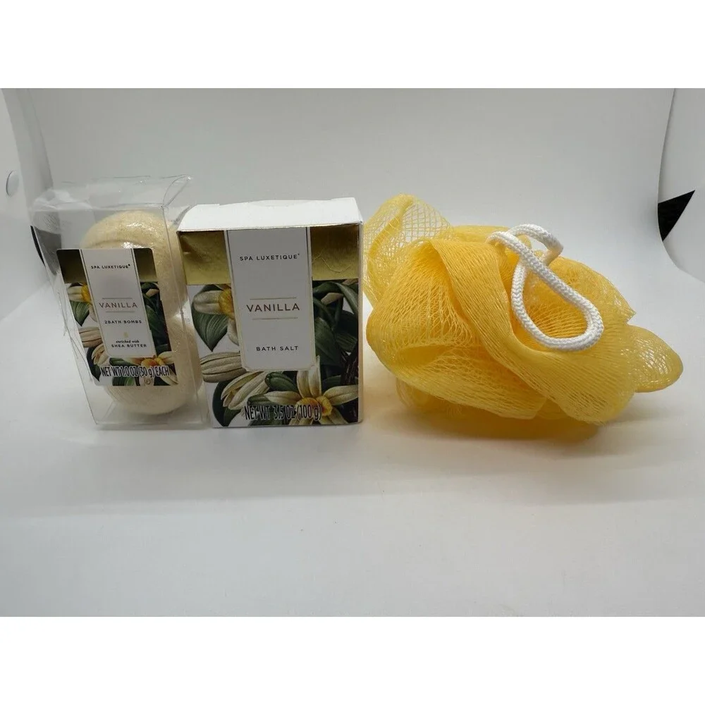 Spa Luxetique Gift Basket Set Vanilla Shea Butter Set of 7 Women New - Picture 11 of 16
